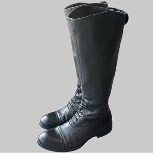 Vintage Arnold Churgin Handmade Black Leather Flat Riding Boots
